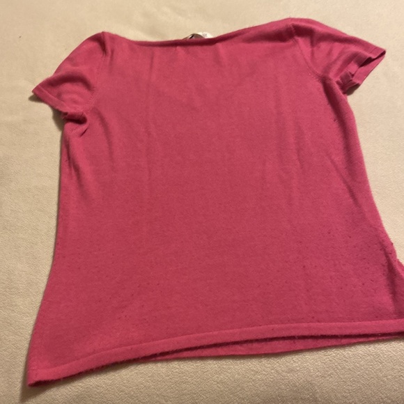 Oscar de la Renta Silk and Cashmere Short Sleeve V Neck Sweater Size Medium - Picture 5 of 6